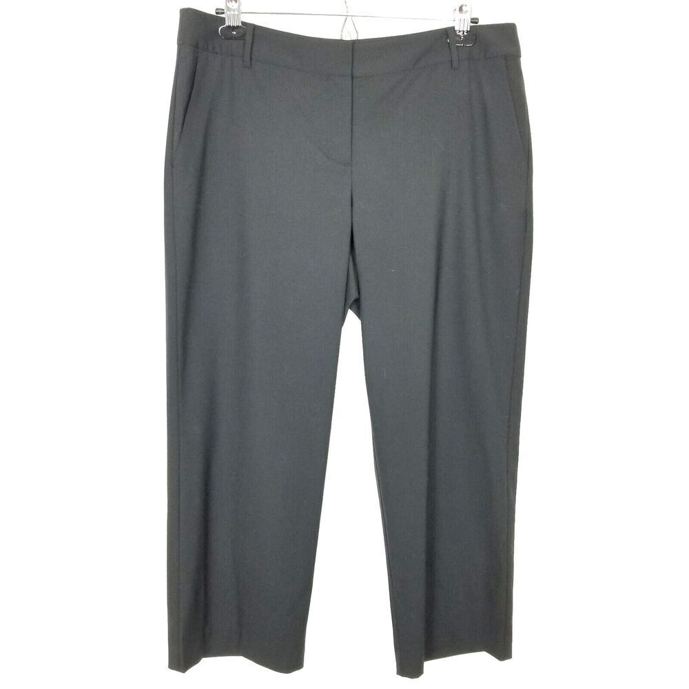 J.Jill Women 100% Wool Cropped Pants Sz 12 Black Office Preppy‎ Casual